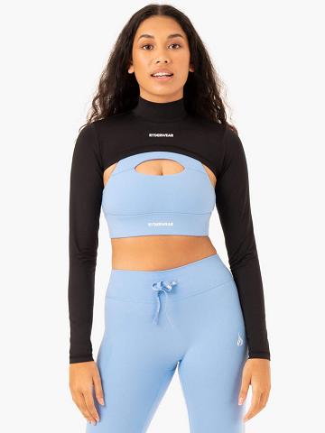 Women's Ryderwear Women Sweaters Replay Super Crop Sweaters Black | NZ2585QZ