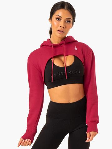 Women's Ryderwear Women Sweaters Staples Super Crop Sweaters Wine Red | NZ2592ZG