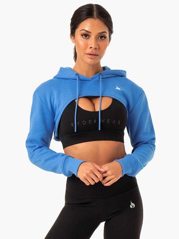 Women's Ryderwear Women Sweaters Staples Super Crop Sweaters Blue | NZ2595JJ