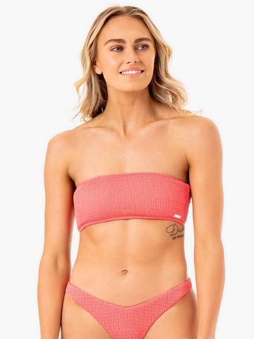 Women's Ryderwear Women Swimwear Paradise Bandeau Bikini Top Swimwear Coral | NZ2656QZ