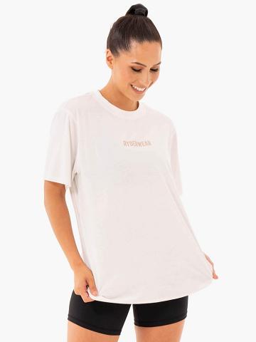 Women's Ryderwear Women T Shirts Define Long Line T Shirts White | NZ2703UT