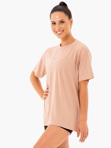 Women's Ryderwear Women T Shirts Define Long Line T Shirts Latte | NZ2705TV