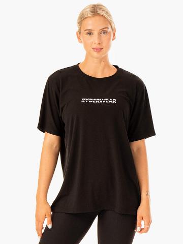 Women's Ryderwear Women T Shirts Edit Longline T Shirts Black | NZ2761LH