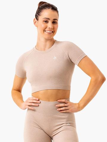 Women's Ryderwear Women T Shirts Essential Seamless Tee T Shirts Sand Marl | NZ2802VD