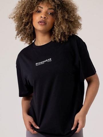 Women's Ryderwear Women T Shirts Frequency Oversized T Shirts Black | NZ2797WY