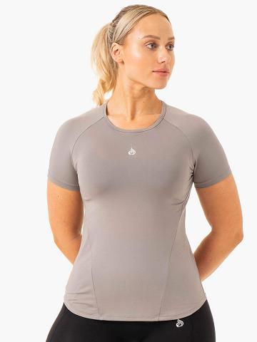 Women's Ryderwear Women T Shirts Level Up Training T Shirts Steel Grey | NZ2787SO