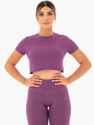 Women's Ryderwear Women T Shirts Motion Cropped T Shirts Purple | NZ2680EX