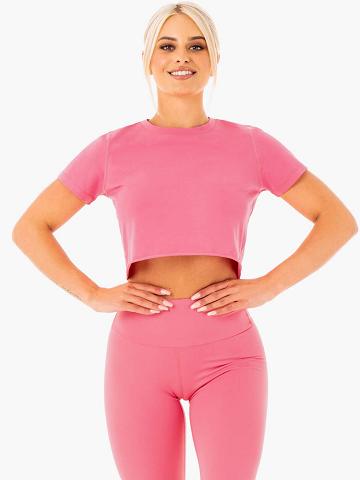 Women's Ryderwear Women T Shirts Motion Cropped T Shirts Pink Lemonade | NZ2683MA