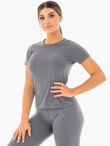 Women's Ryderwear Women T Shirts Motion T Shirts Charcoal | NZ2691KI