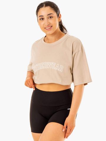 Women's Ryderwear Women T Shirts Oversized T Shirts Sandstone | NZ2739GL