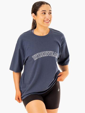 Women's Ryderwear Women T Shirts Oversized T Shirts Washed Blue | NZ2740FM