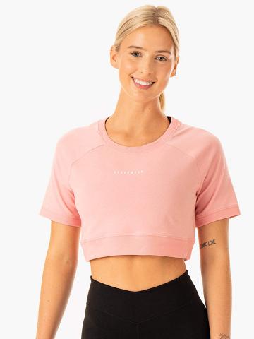 Women's Ryderwear Women T Shirts Revival Cotton T Shirts Pink | NZ2750RW