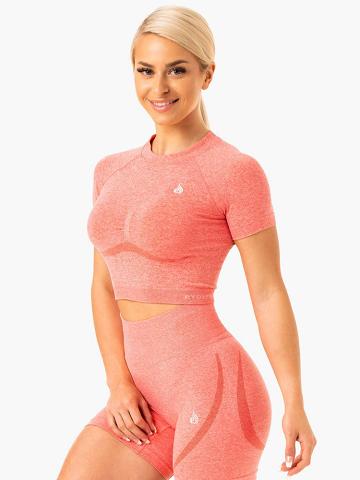 Women's Ryderwear Women T Shirts Sculpt Seamless T Shirts Peach Marl | NZ2716SO