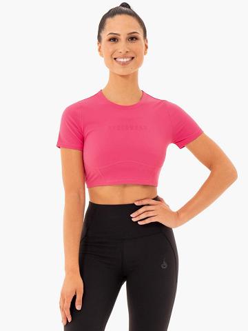 Women's Ryderwear Women T Shirts Sola Fitted T Shirts Pink | NZ2697DN