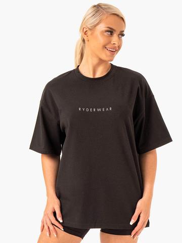 Women's Ryderwear Women T Shirts Staples Oversized Tee T Shirts Black | NZ2722YU