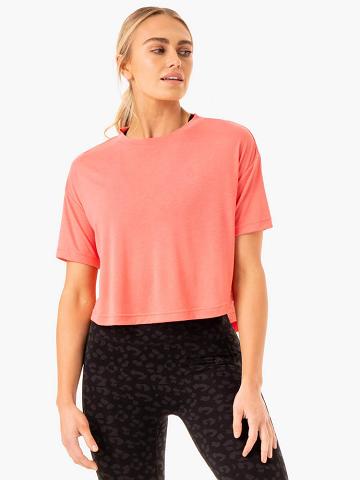 Women's Ryderwear Women T Shirts Ultra Scoop T Shirts Coral | NZ2726WY