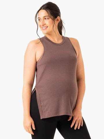 Women's Ryderwear Women Tanks Active Bump Tanks Chocolate | NZ2805ZG