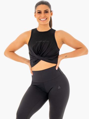 Women's Ryderwear Women Tanks Adapt Twist Cropped Tanks Black | NZ3024FM