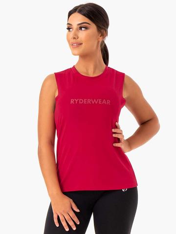 Women's Ryderwear Women Tanks Base Regular Cut Tanks Cherry Red | NZ2971CE