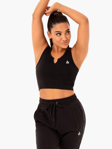 Women's Ryderwear Women Tanks Base V Split Tanks Black | NZ3015VD