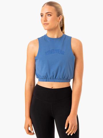 Women's Ryderwear Women Tanks Boxer Muscle Tanks Blue | NZ2884SO