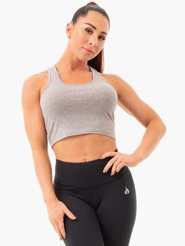 Women's Ryderwear Women Tanks Cropped Racer Back Tanks Grey Marl | NZ3000SO