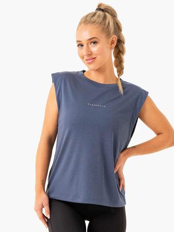 Women's Ryderwear Women Tanks Element Wide Cut Tanks Steel Blue | NZ2850WY