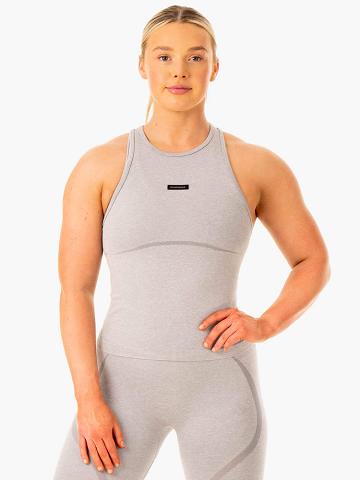 Women's Ryderwear Women Tanks Excel Seamless Mid Length Tanks Grey Marl | NZ2843OR