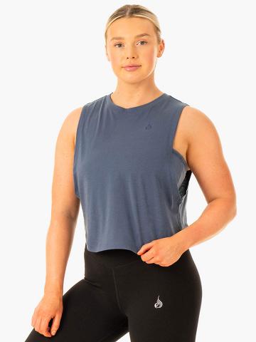 Women's Ryderwear Women Tanks Flow Scoop Tanks Steel Blue | NZ2841AP