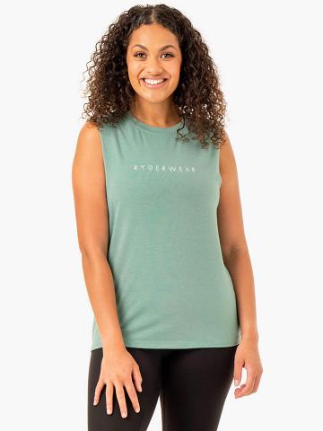 Women's Ryderwear Women Tanks Foundation Muscle Tanks Sage | NZ2821RW