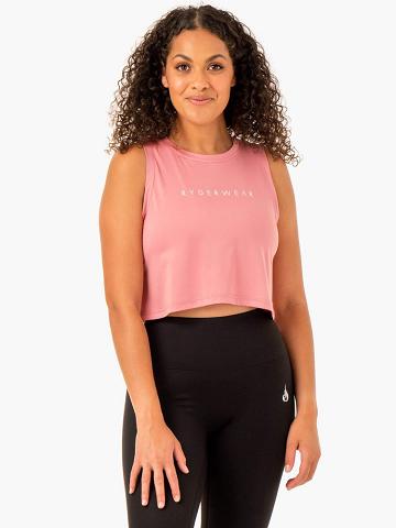 Women's Ryderwear Women Tanks Hybrid Muscle Tanks Blush Pink | NZ2879JJ