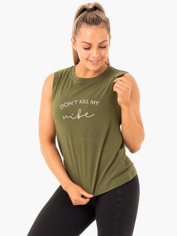 Women's Ryderwear Women Tanks Ladies Baller Tanks Khaki | NZ3005UT