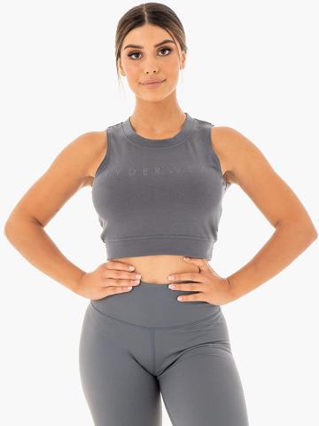 Women's Ryderwear Women Tanks Motion Crop Top Tanks Charcoal | NZ2998FM