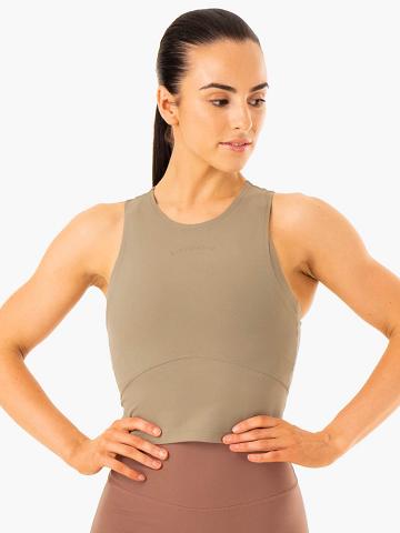 Women's Ryderwear Women Tanks NKD Refine Tanks Khaki | NZ2930AP