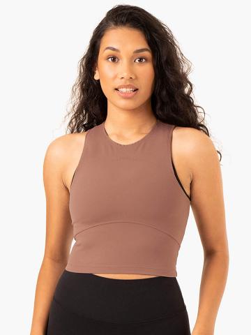 Women's Ryderwear Women Tanks NKD Refine Tanks Mocha | NZ2940QZ