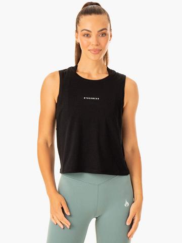 Women's Ryderwear Women Tanks Revival Cotton Tanks Black | NZ2897NB