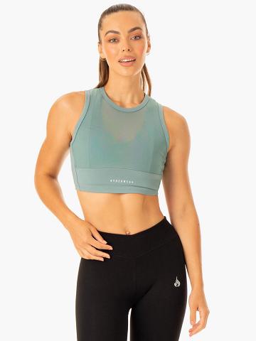 Women's Ryderwear Women Tanks Revival Mesh Tanks Sage Green | NZ2918TV