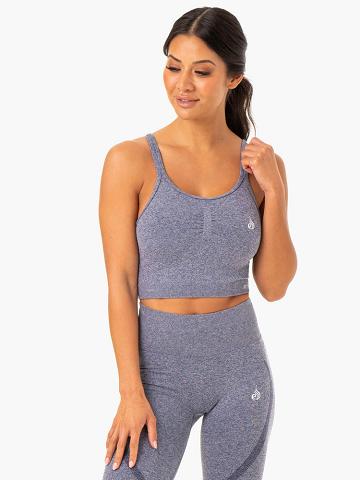 Women's Ryderwear Women Tanks Sculpt Seamless Tanks Navy Marl | NZ2985OR