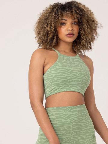 Women's Ryderwear Women Tanks Transform Reversible Sports Crop Tanks Jade Green Zebra | NZ2889UT