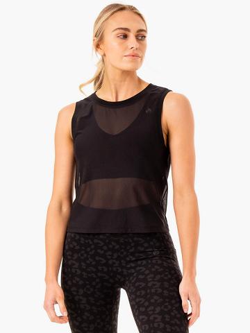 Women's Ryderwear Women Tanks Ultra Mesh Tanks Black | NZ3008RW