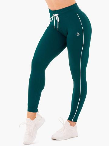 Women's Ryderwear Women Track Pants High Waisted Leggings Track Pants Emerald Green | NZ3032YU