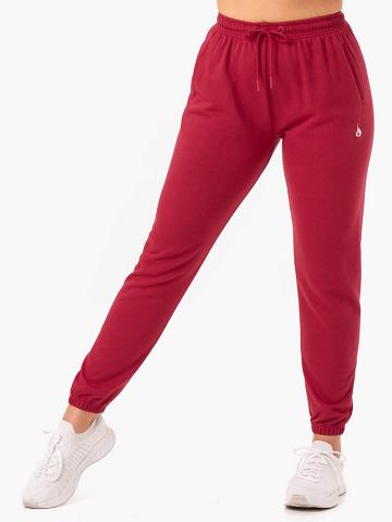 Women's Ryderwear Women Track Pants Off-Duty Fleece Track Pants Burgundy | NZ3059YU